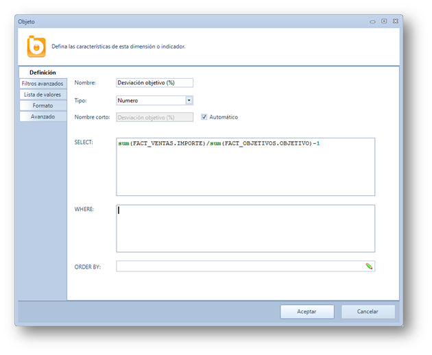 Cuadro de propiedades de un indicador multiestrella